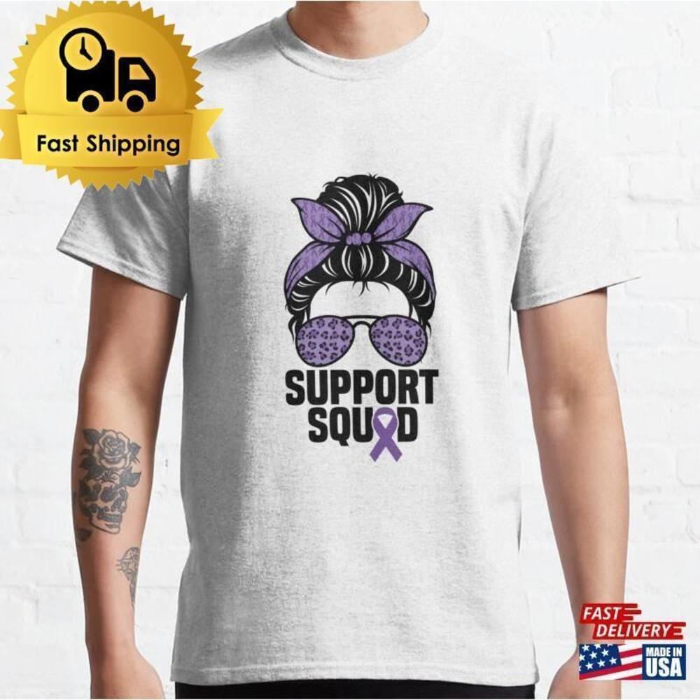 Support Squad Alzheimer Awareness Purple Ribbon Unisex T-Shirt
